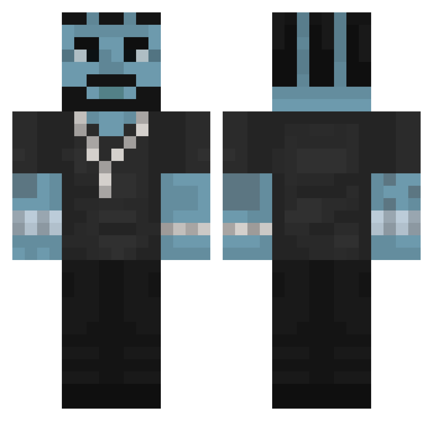PeepFire Minecraft skin, front and back view