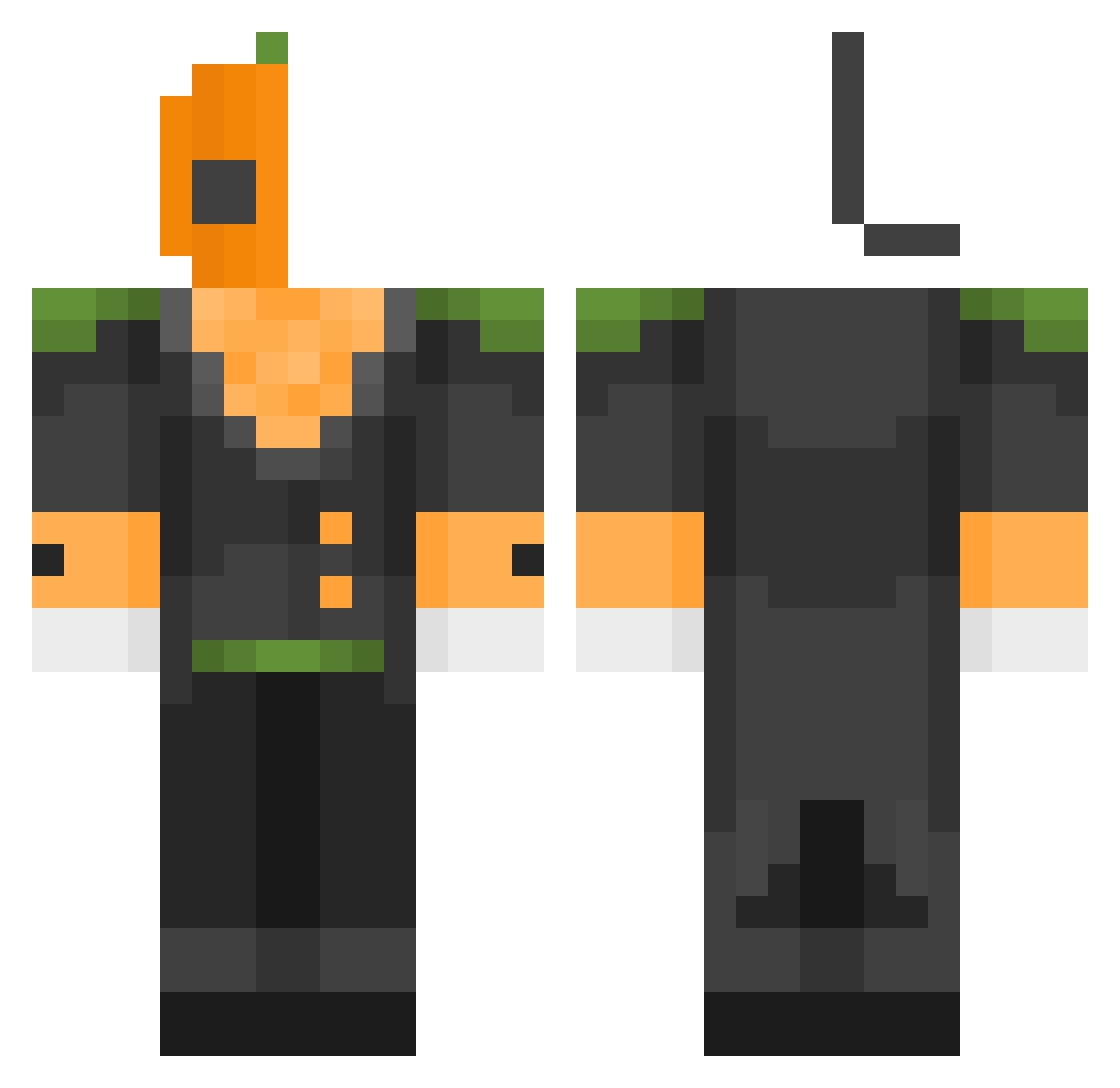 BanVictor Minecraft skin, front and back view