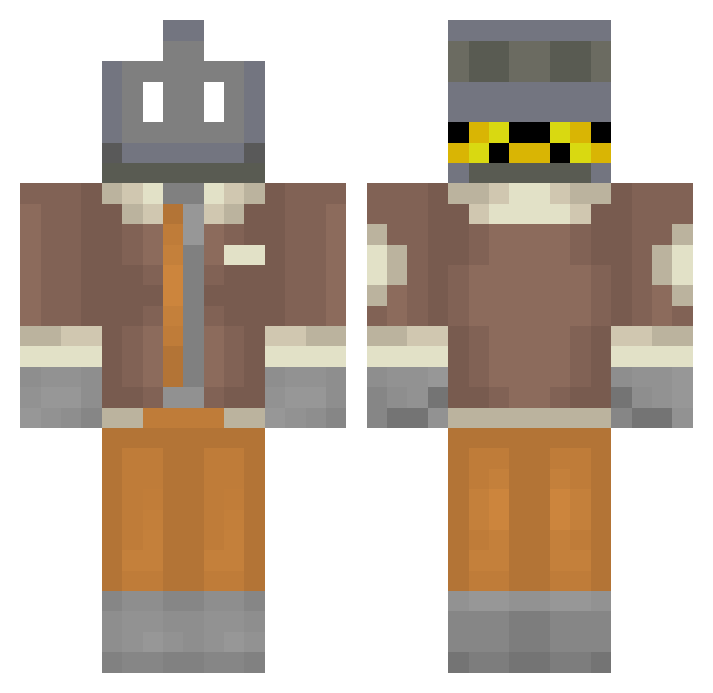 Pipisowo Minecraft skin, front and back view
