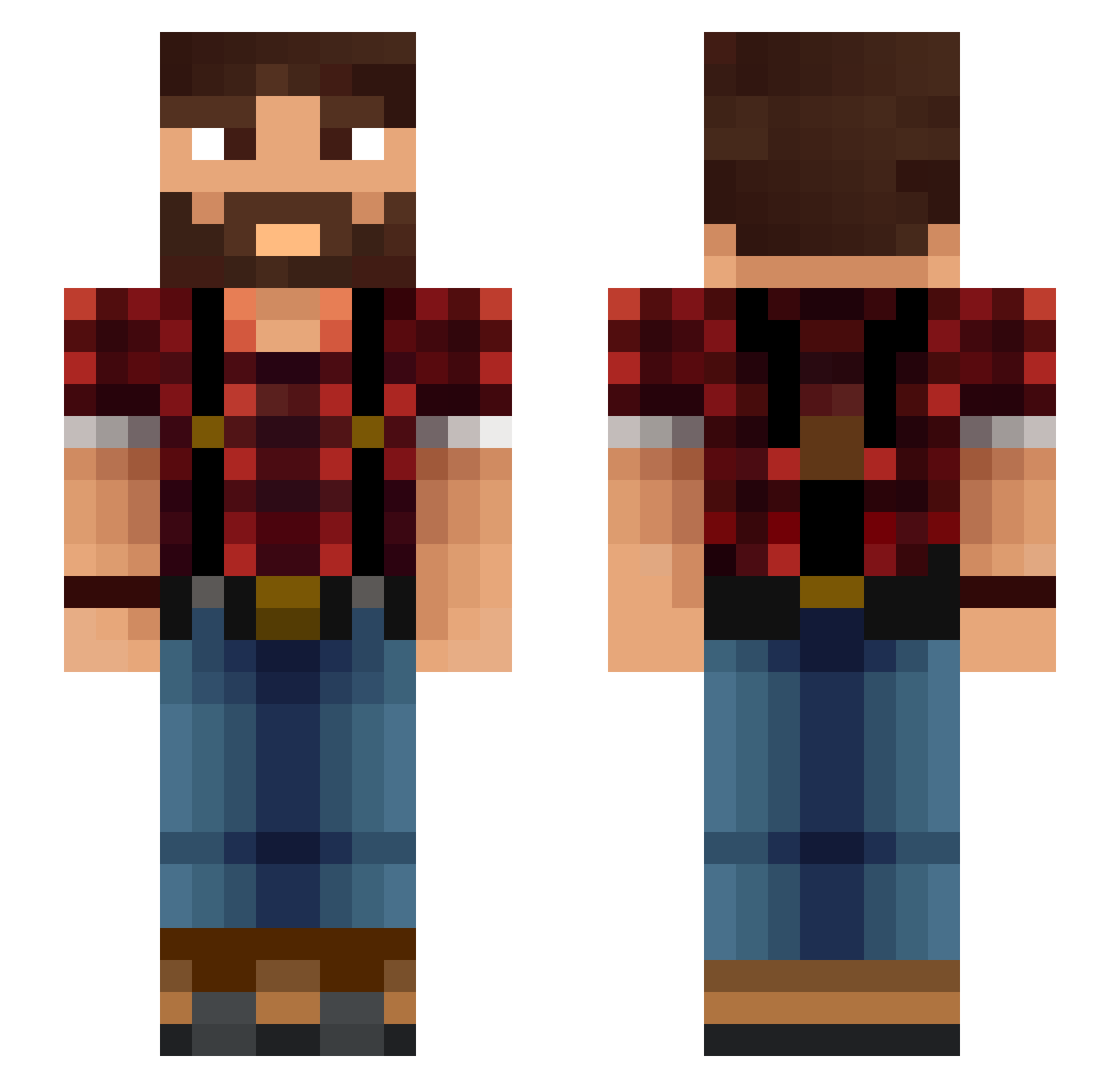 mossfells Minecraft skin, front and back view