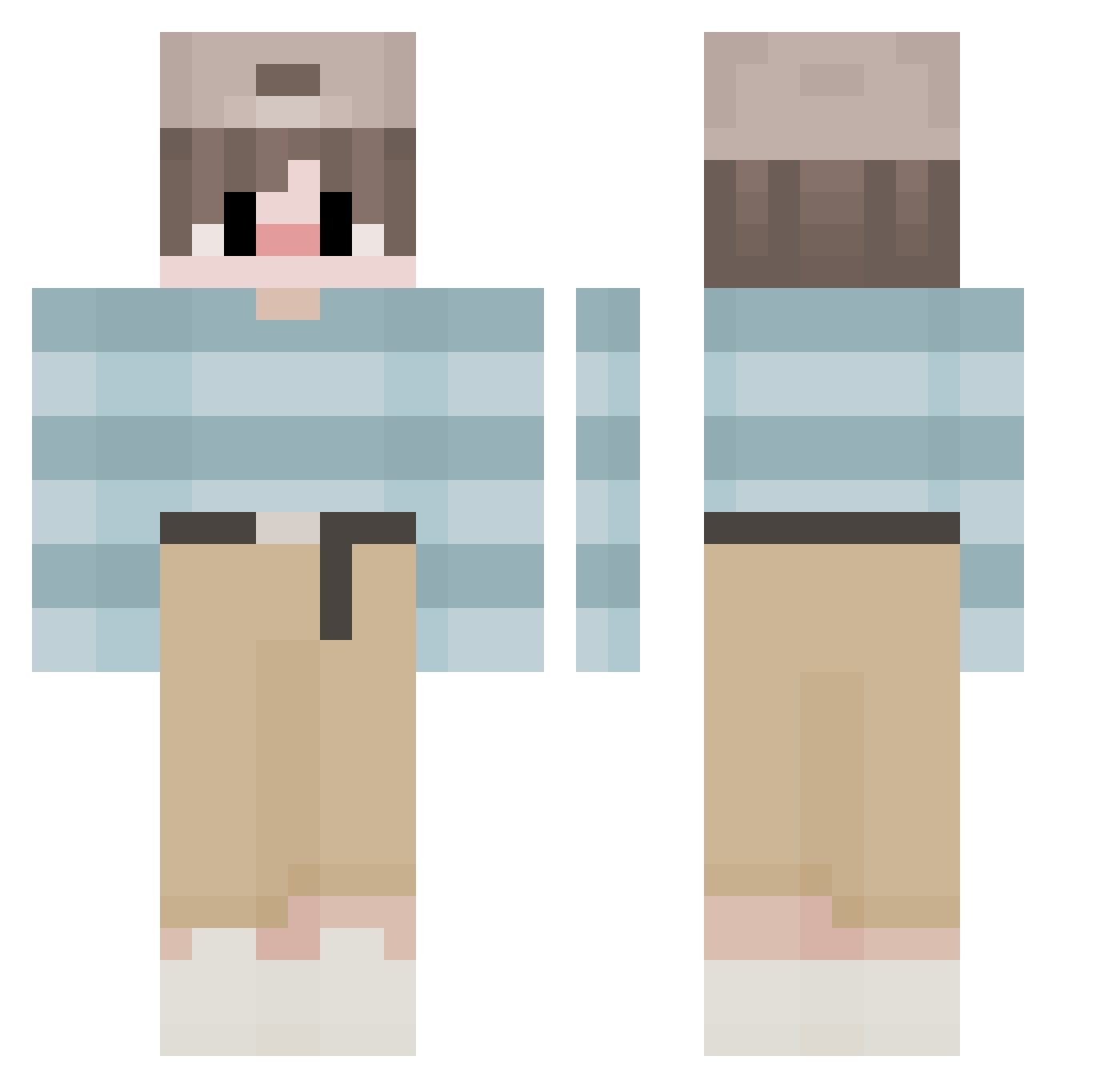 xAref Minecraft skin, front and back view