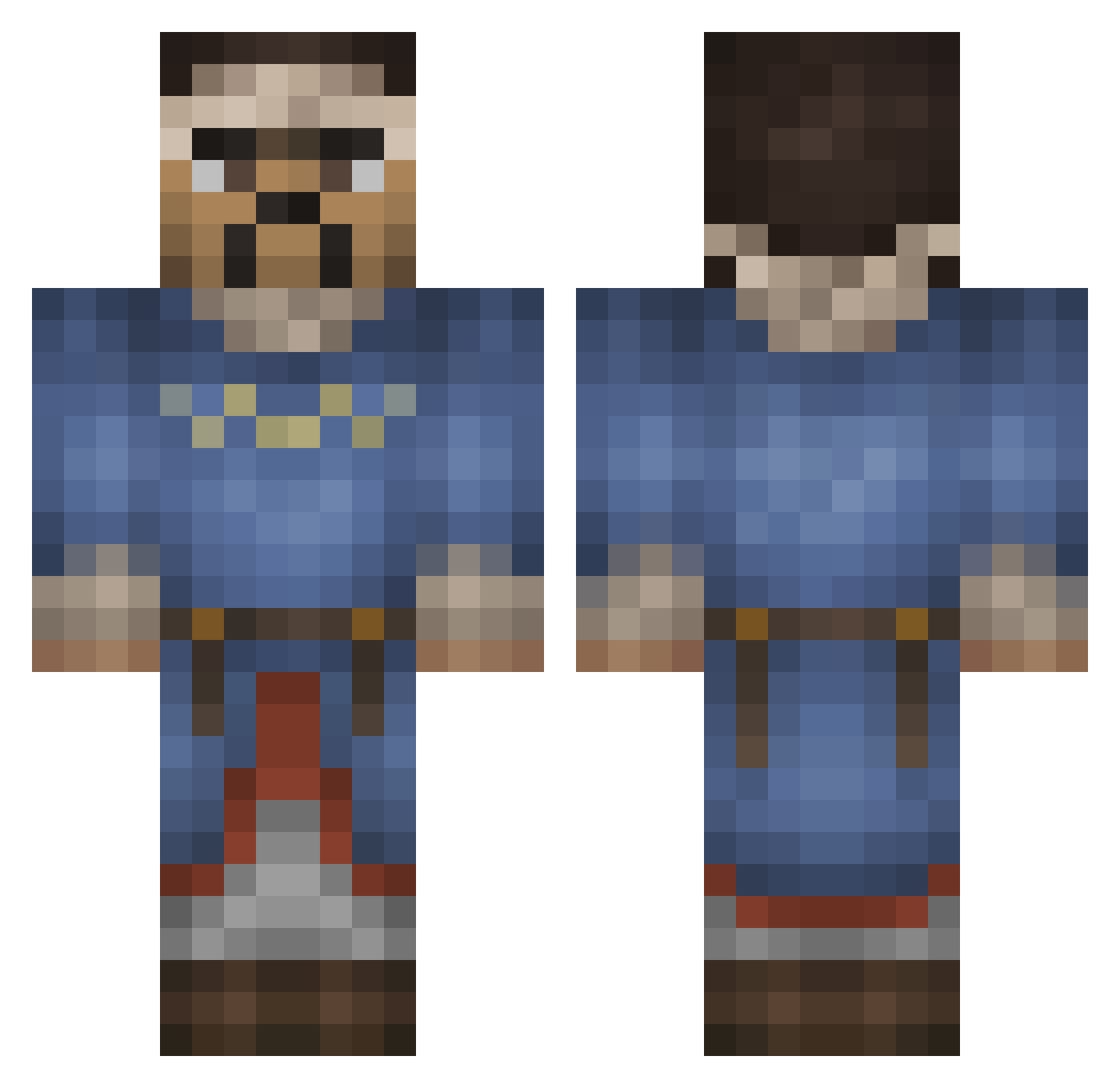 RedGuard78 Minecraft skin, front and back view
