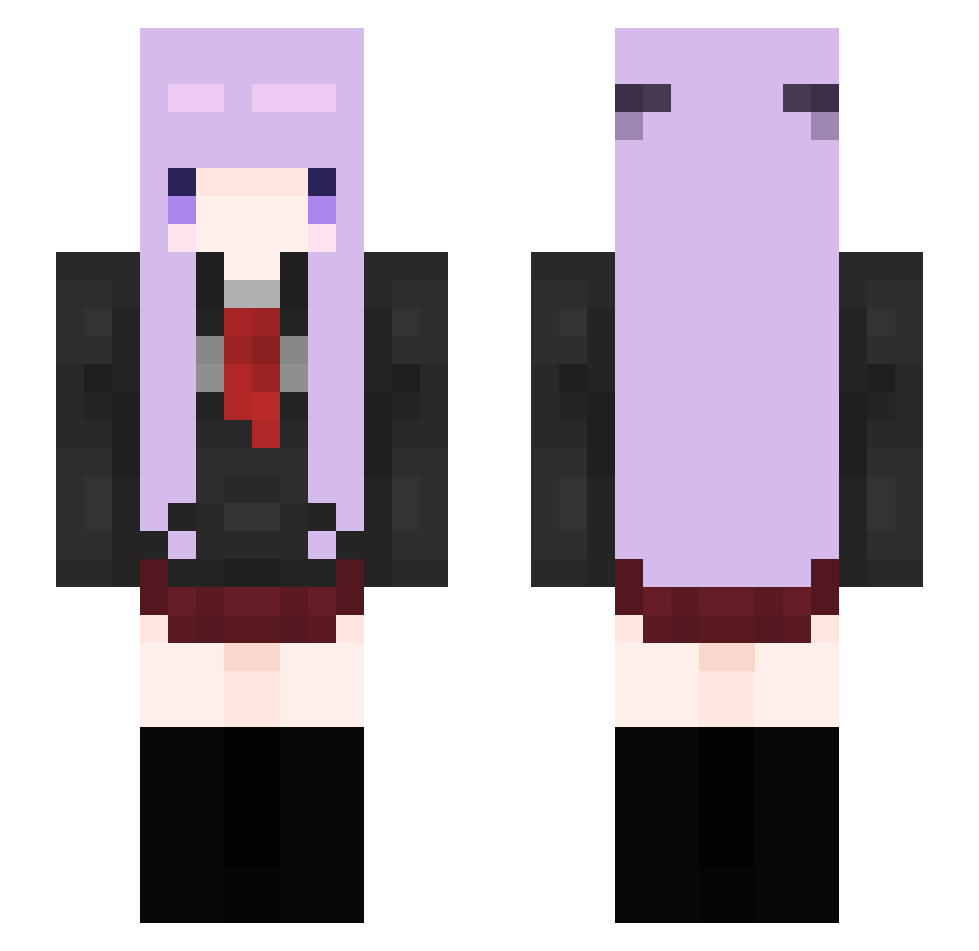 uncharity Minecraft skin, front and back view