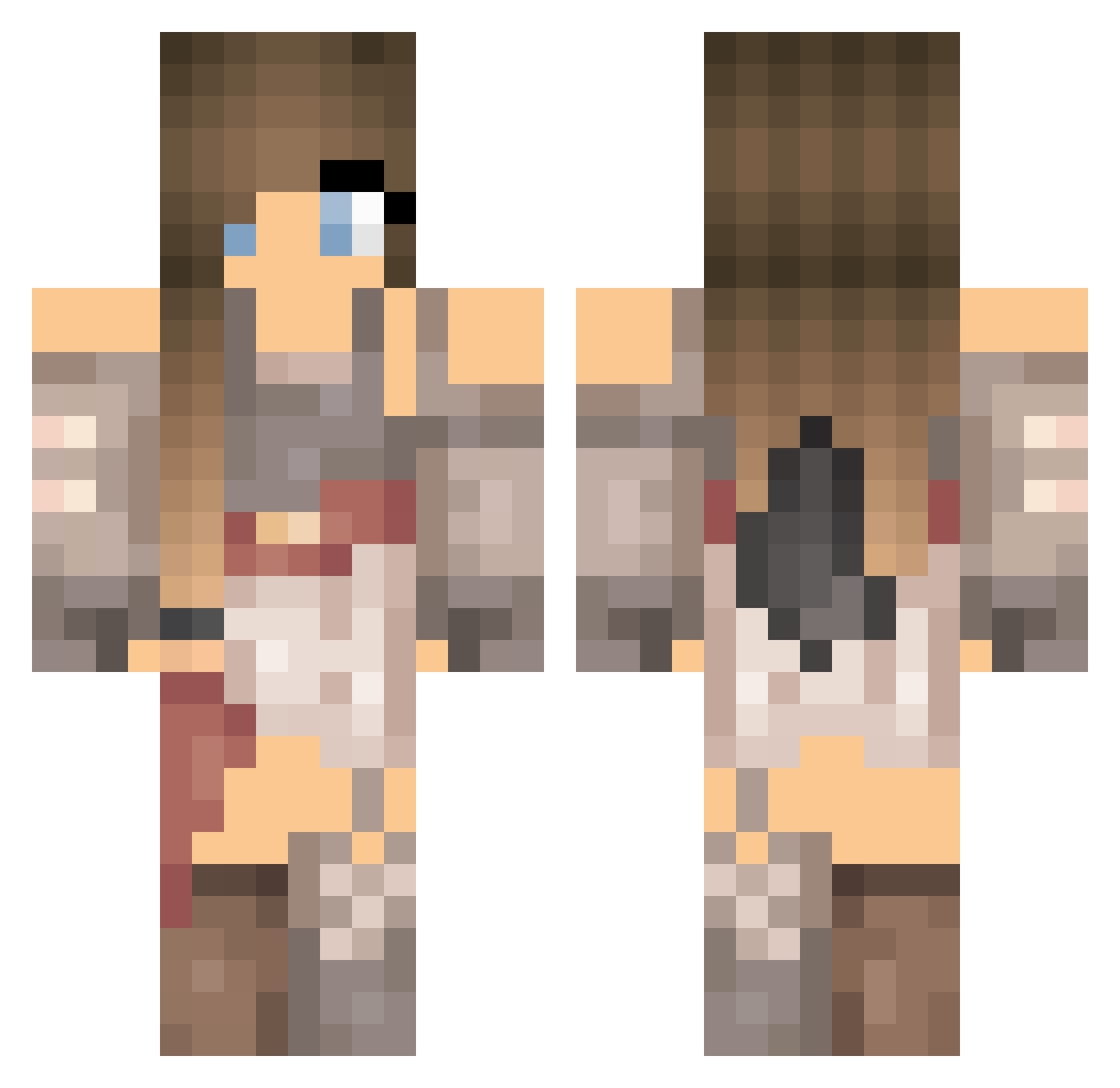 QueenOfTheWolf_ Minecraft skin, front and back view