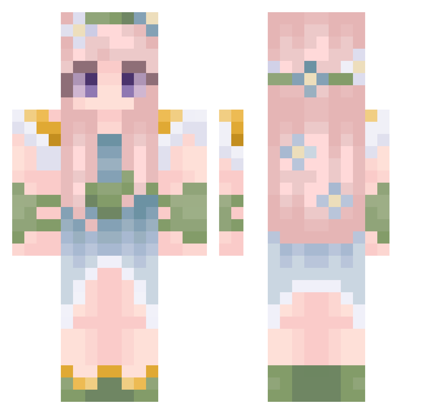 AirionaFrost Minecraft skin, front and back view