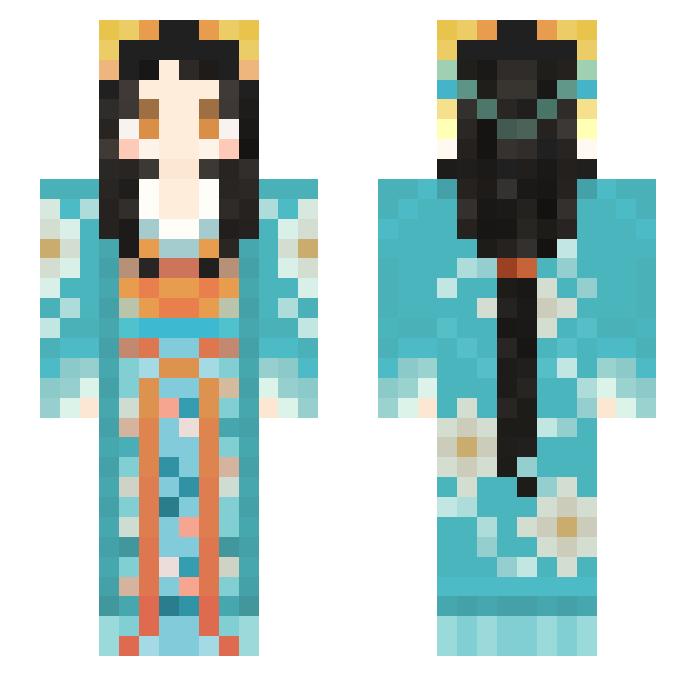 marathedamian Minecraft skin, front and back view