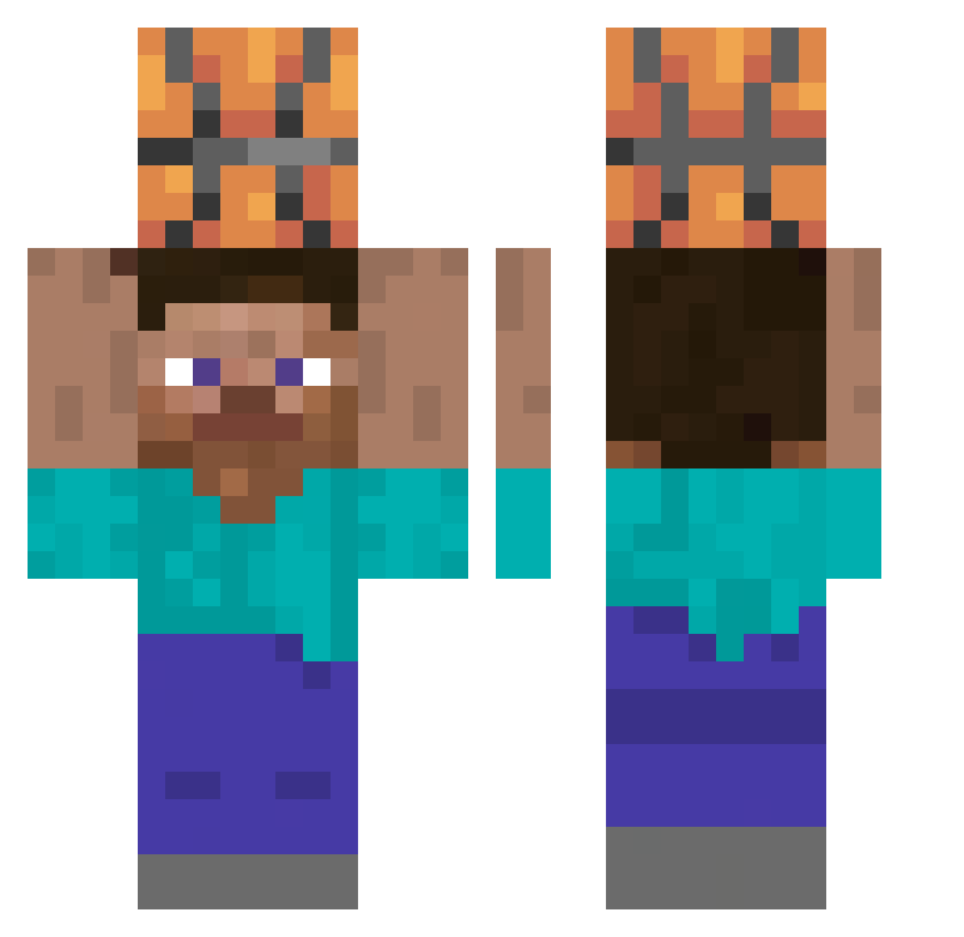 toomuch_mj Minecraft skin, front and back view
