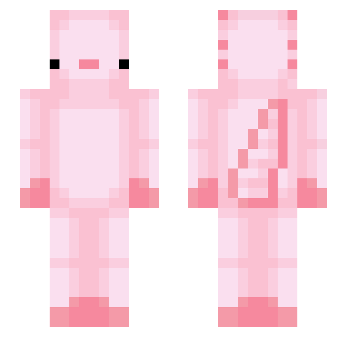 PoopyFaceLulW Minecraft skin, front and back view