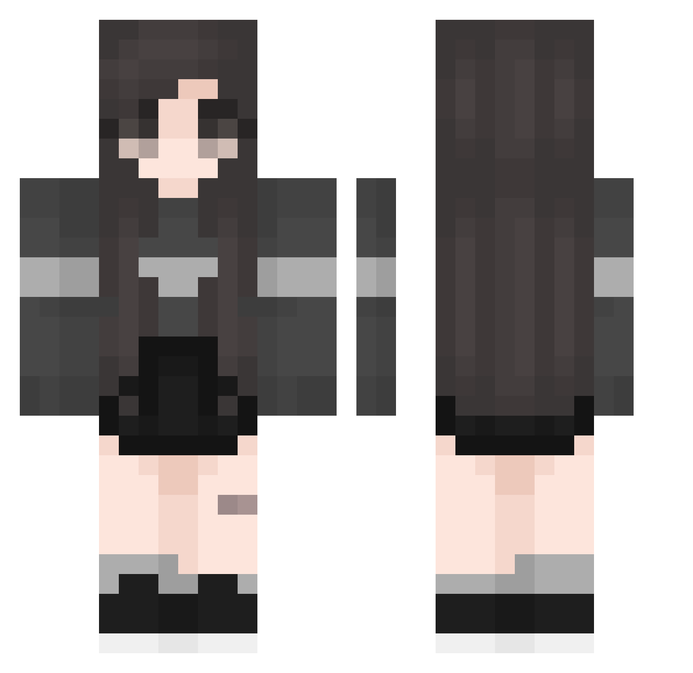 qRaira Minecraft skin, front and back view