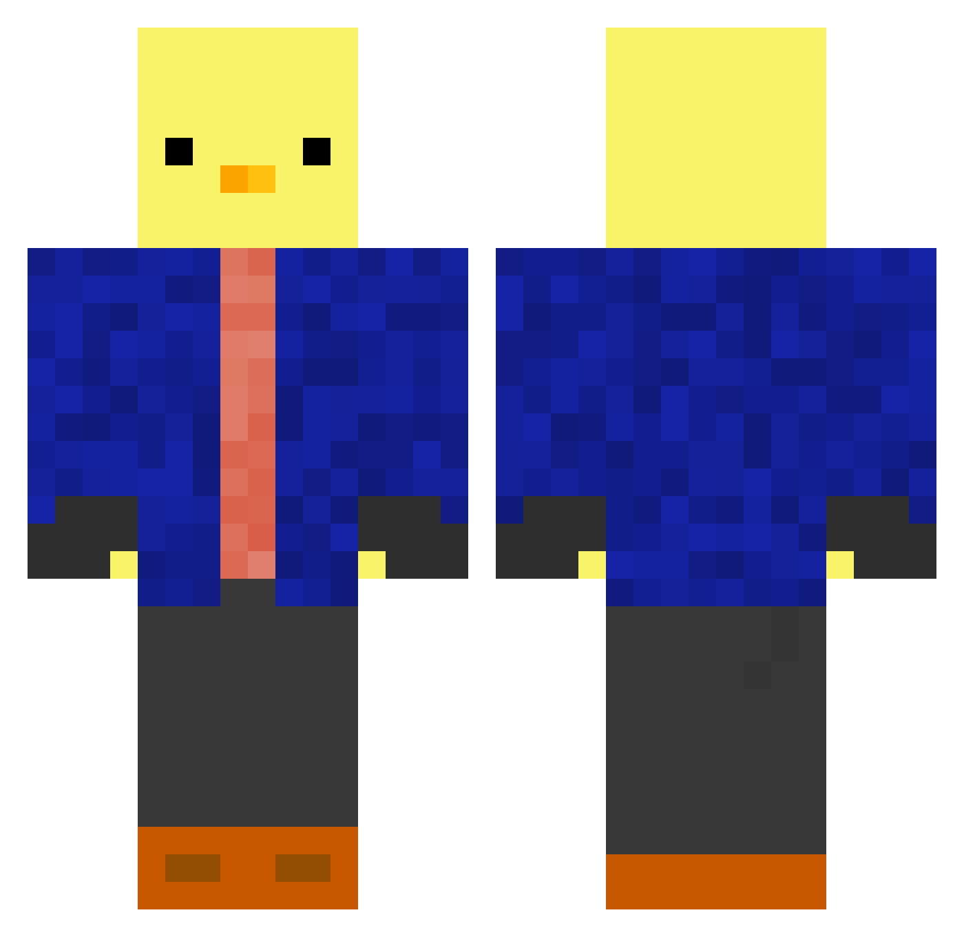 workbench Minecraft skin, front and back view