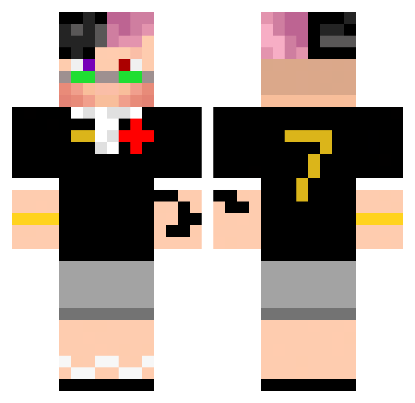 PoizonPvP Minecraft skin, front and back view