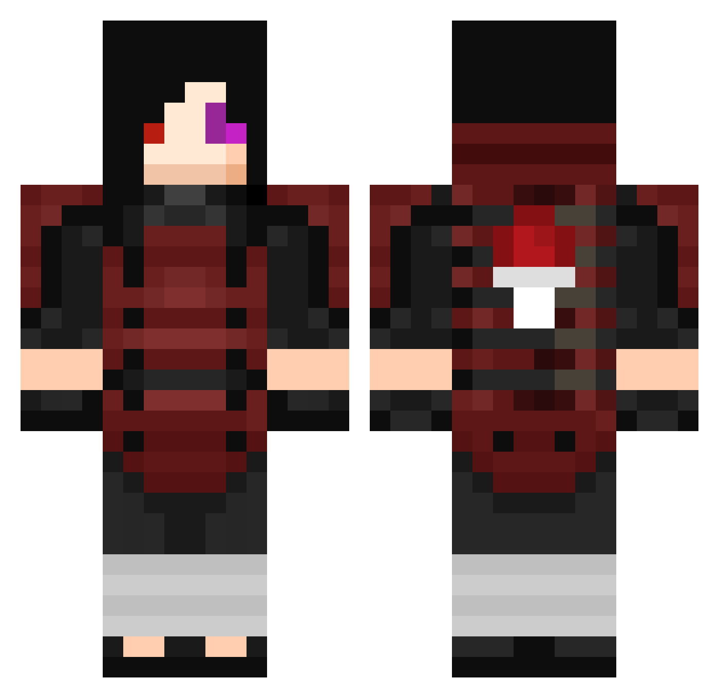 fishwoken Minecraft skin, front and back view