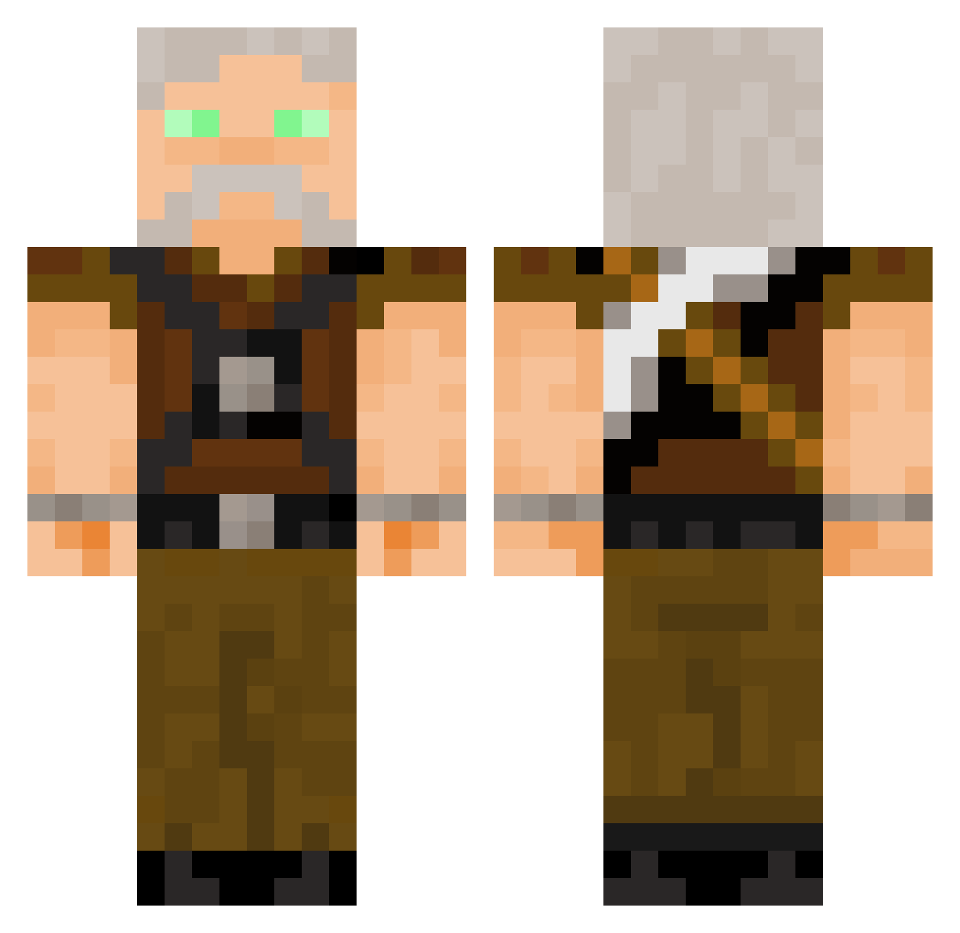 joeted Minecraft skin, front and back view