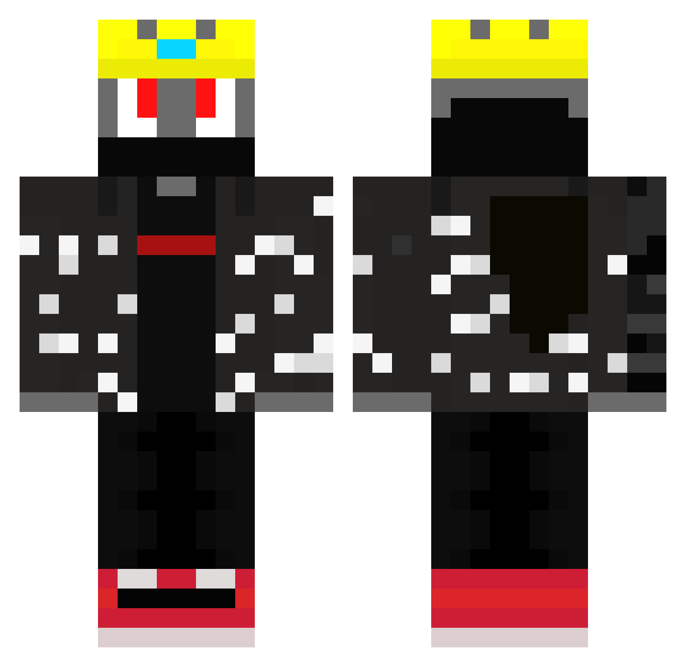 Stealth_YT Minecraft skin, front and back view