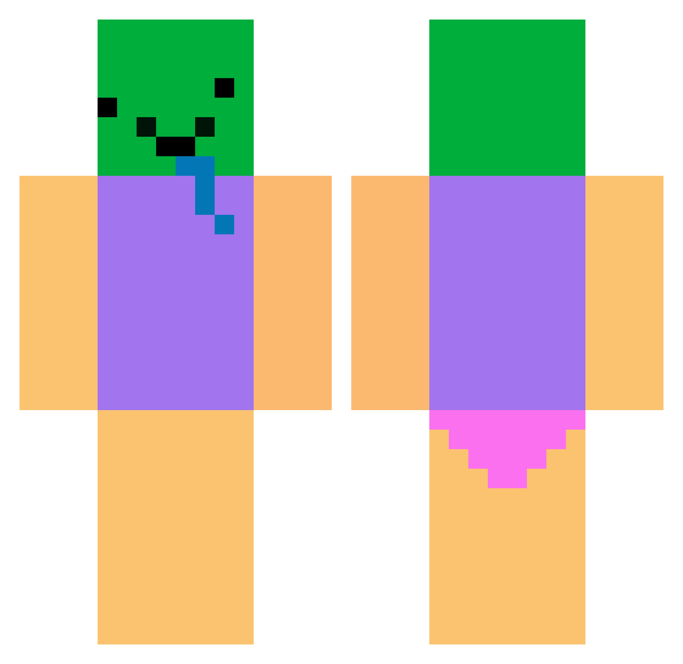 WoozeS Minecraft skin, front and back view
