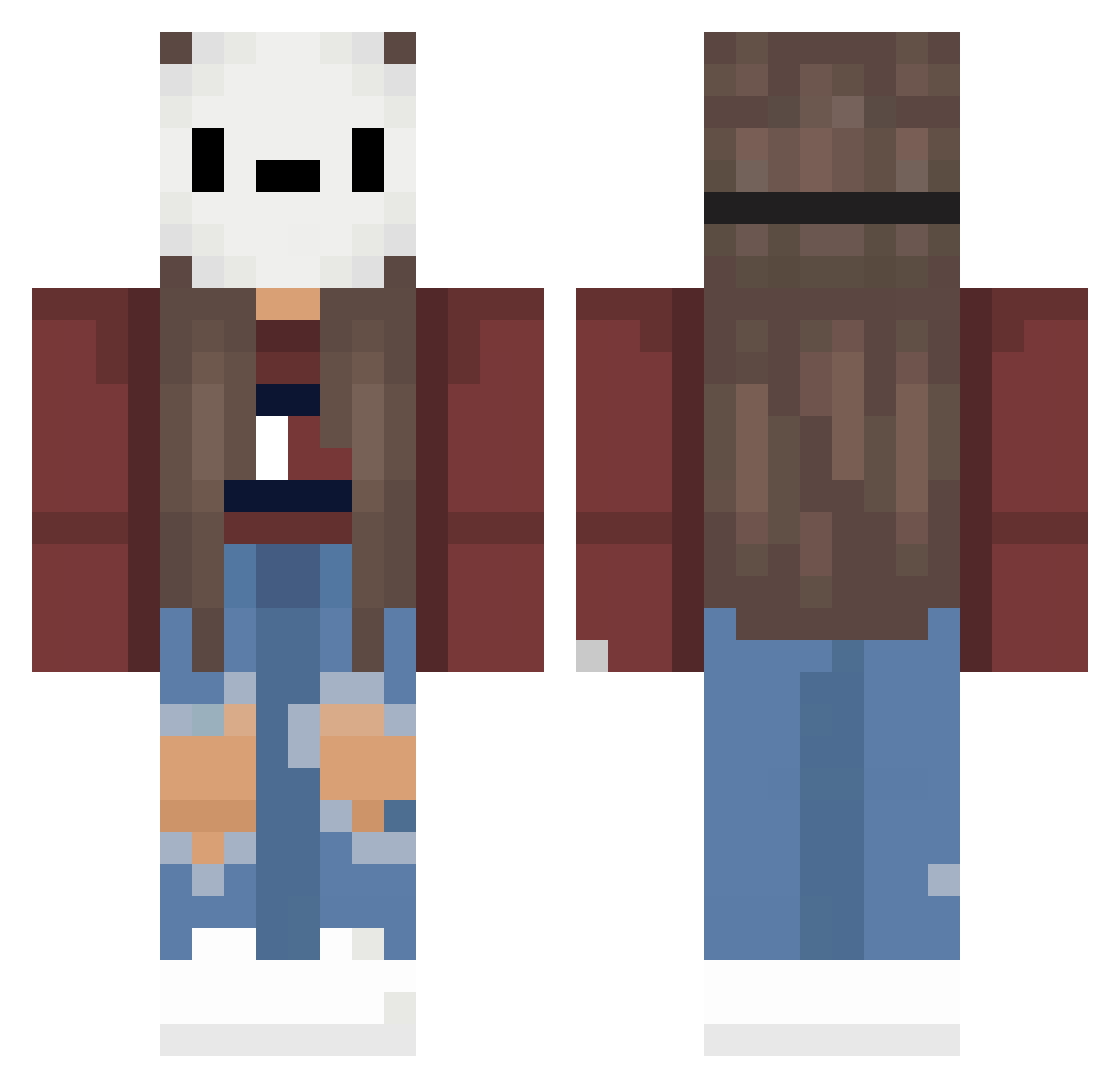 Teacat Minecraft skin, front and back view