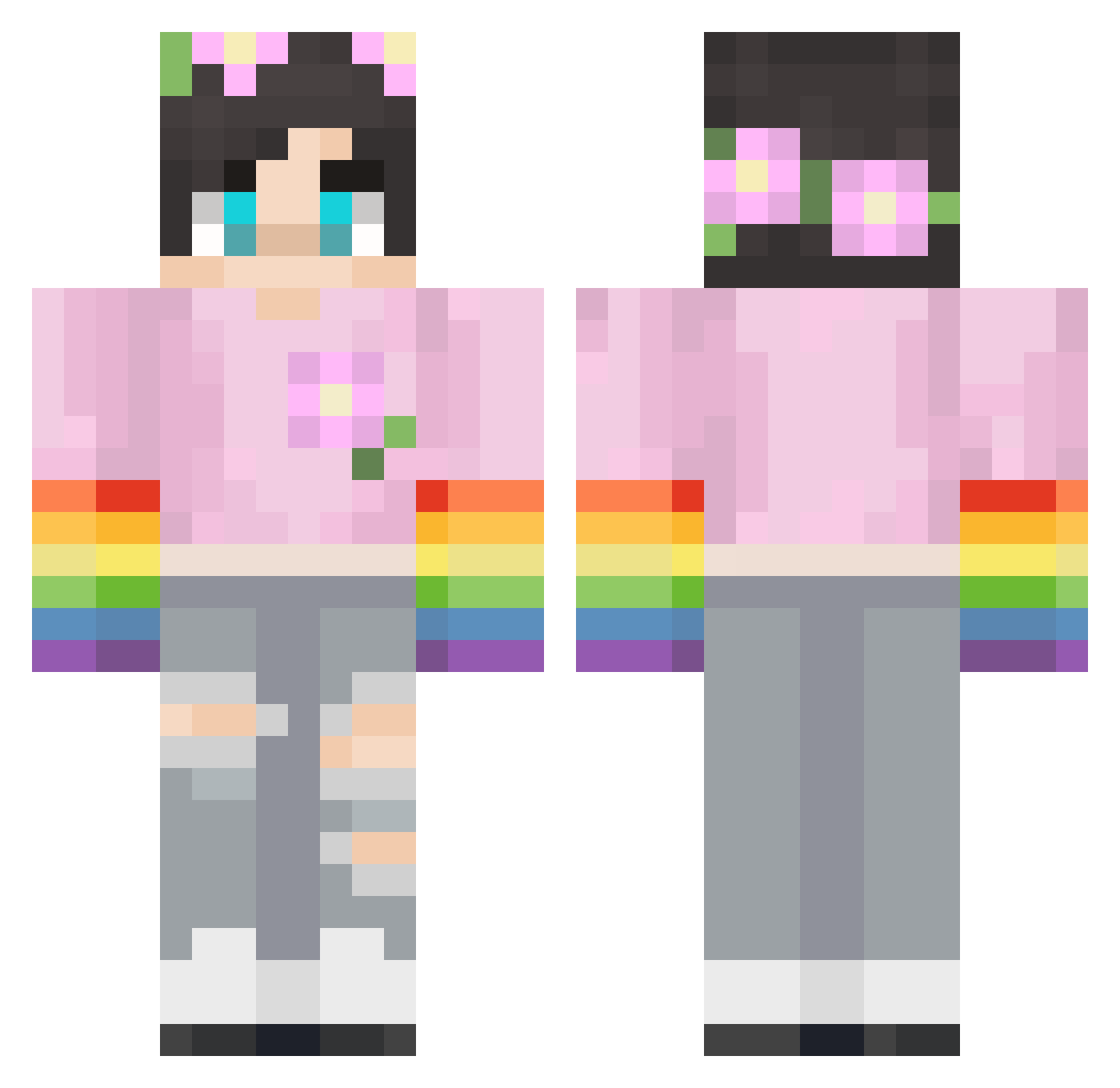 DefinitelyGay Minecraft skin, front and back view