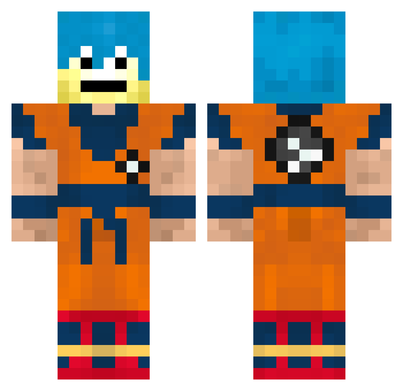 Nombie Minecraft skin, front and back view