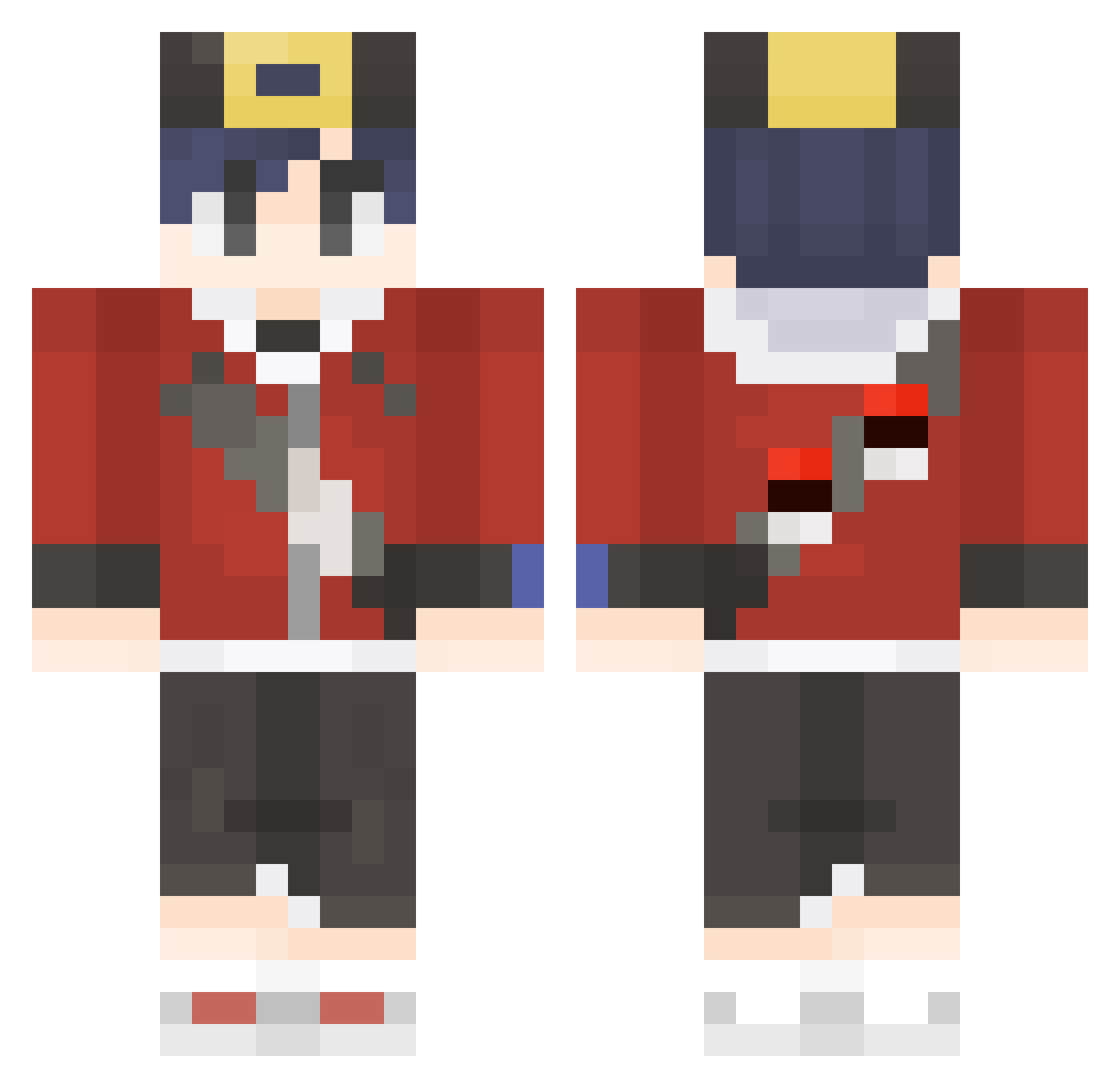 OrangeChemist Minecraft skin, front and back view