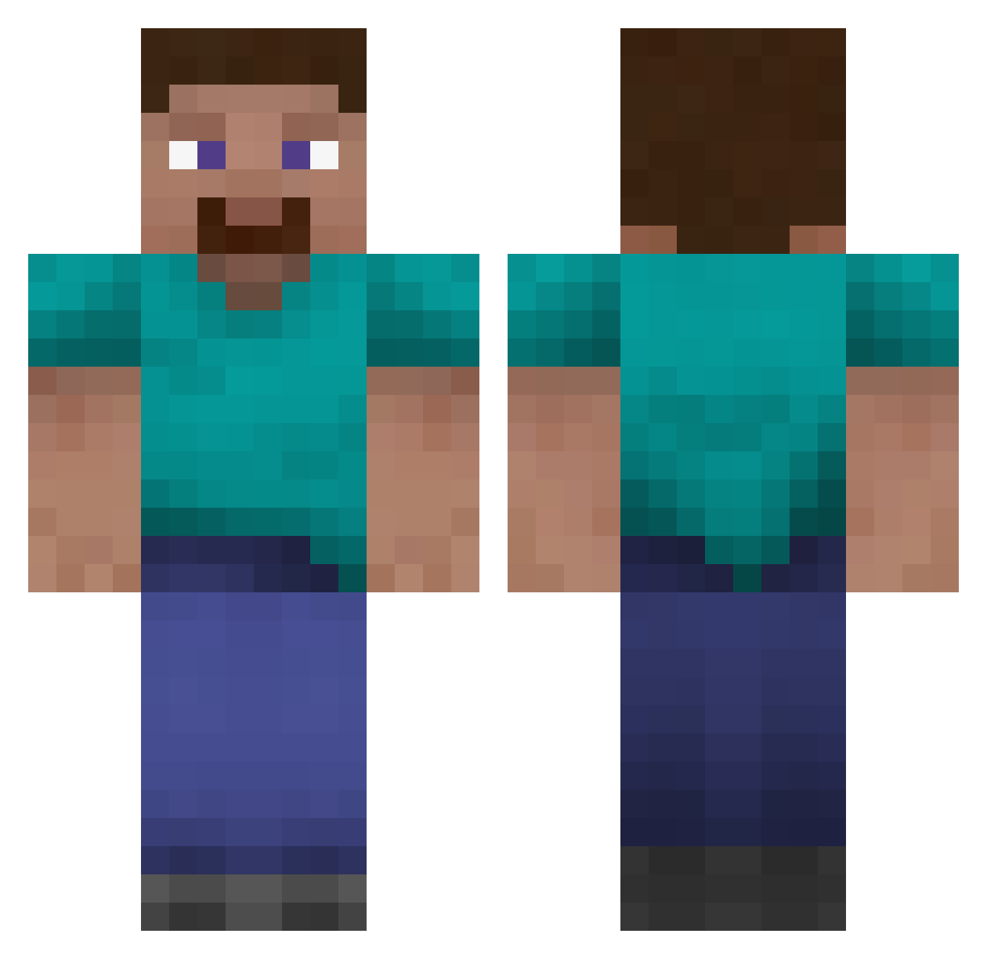 Shamalox Minecraft skin, front and back view
