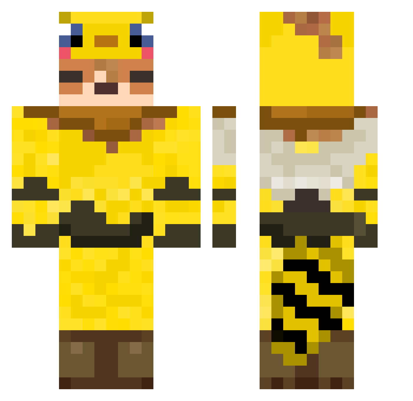 RiverSanty Minecraft skin, front and back view