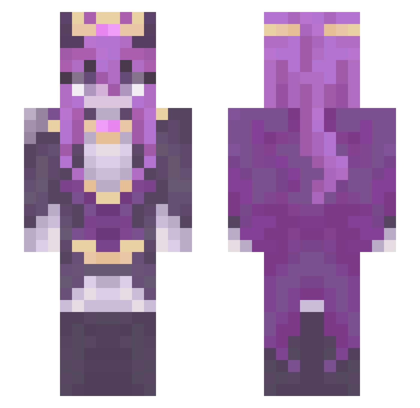 Traffichor Minecraft skin, front and back view