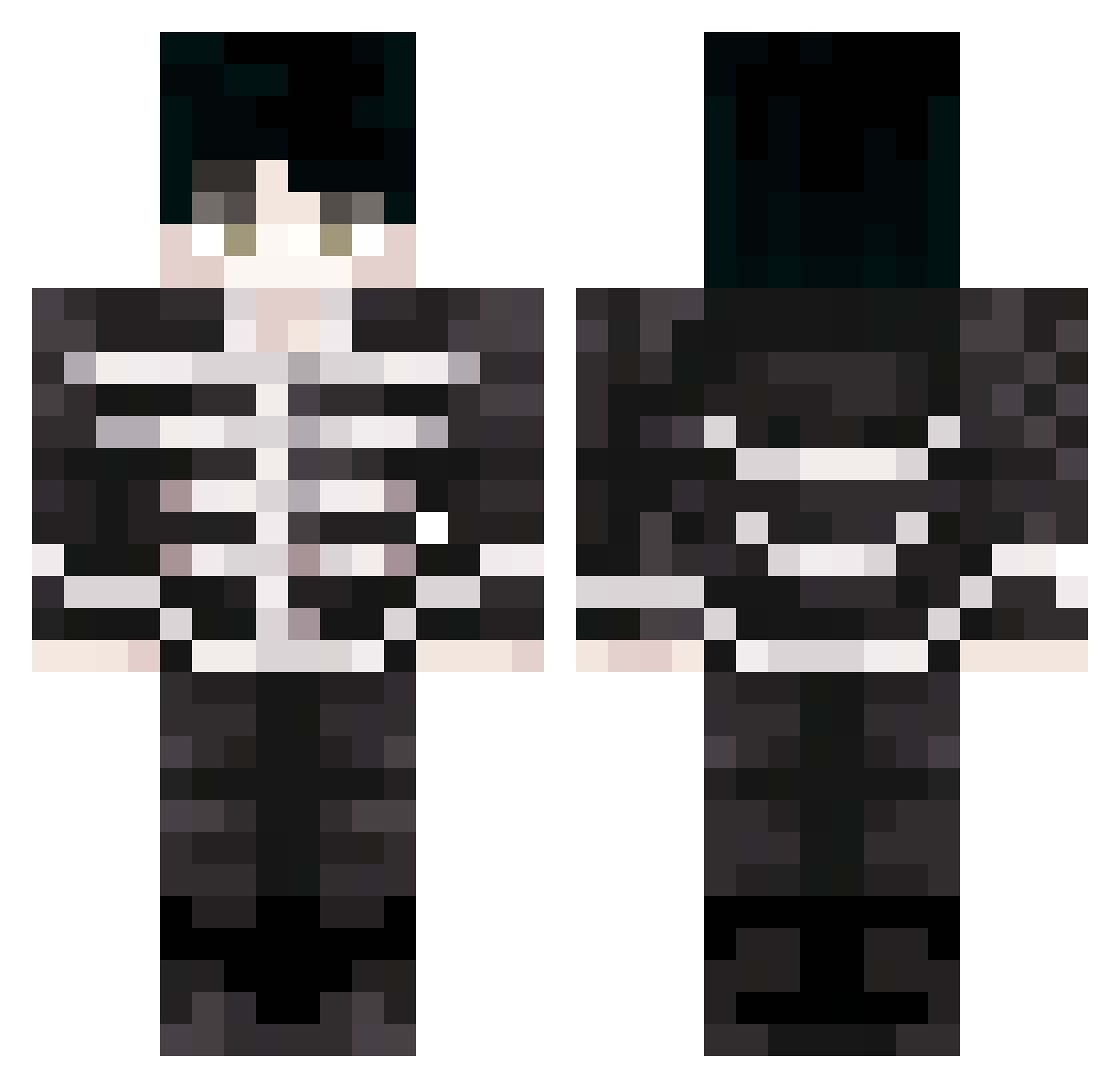 VRAXHz Minecraft skin, front and back view