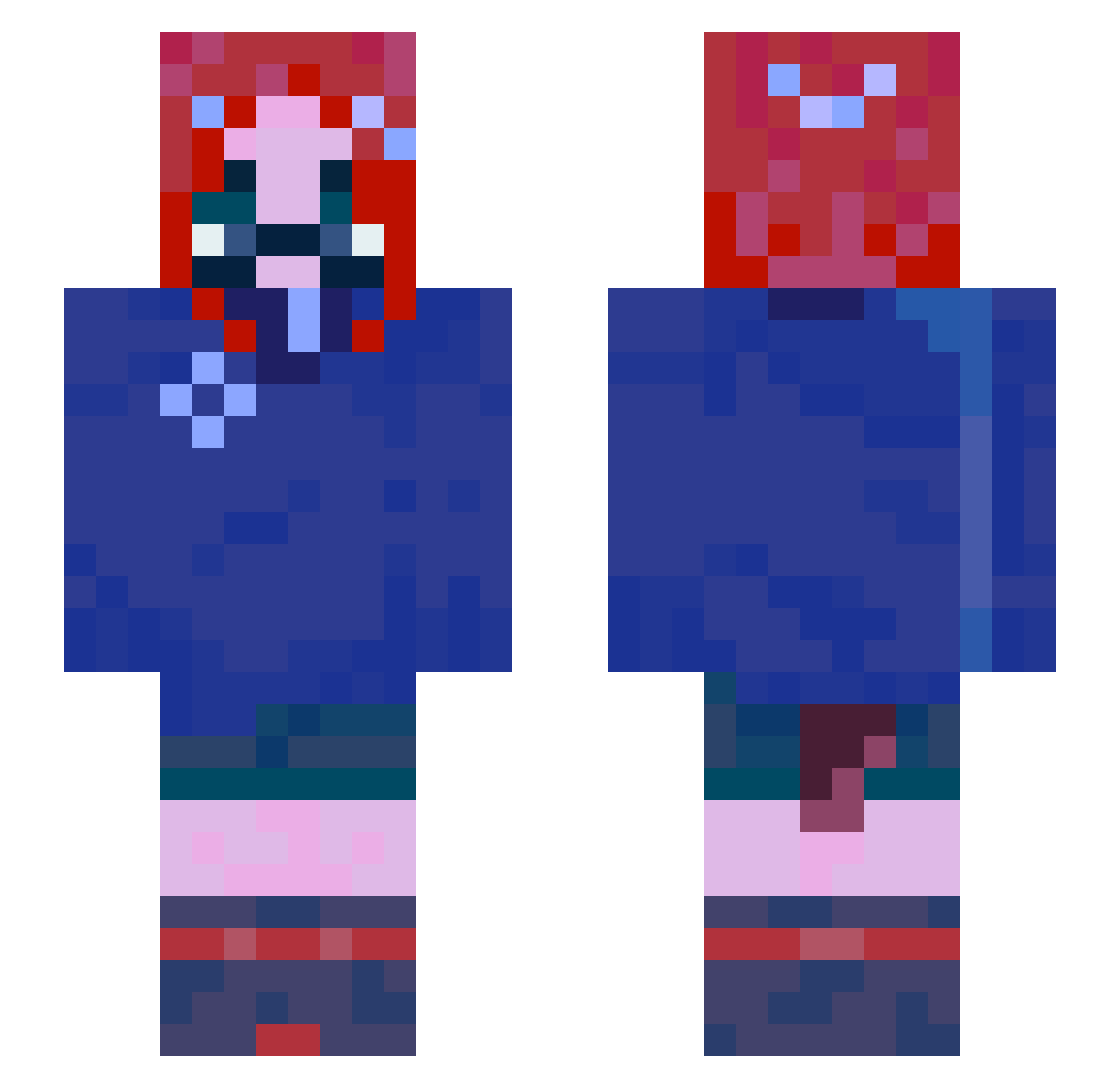 t_rexz Minecraft skin, front and back view