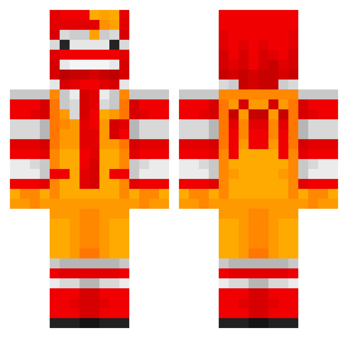 McDonalds Minecraft skin, front and back view
