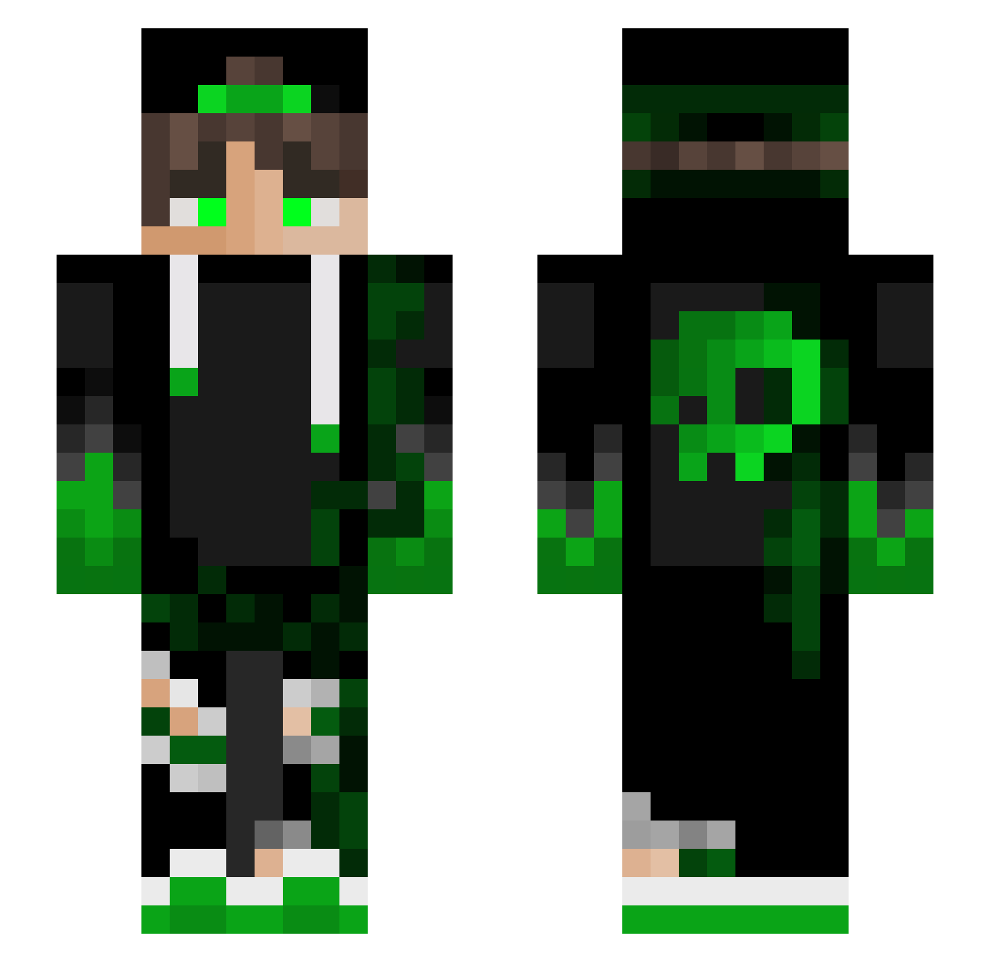 YeetDogman Minecraft skin, front and back view