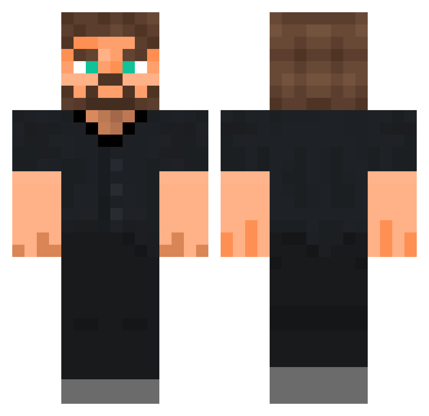 wpnx Minecraft skin, front and back view