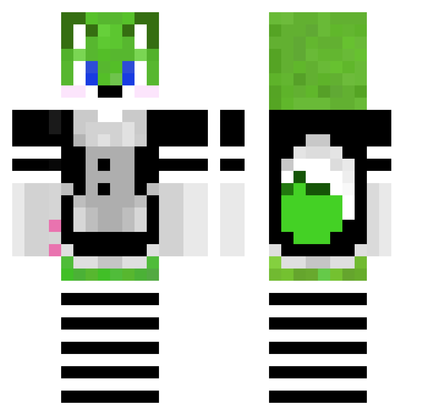 XPLKN07 Minecraft skin, front and back view