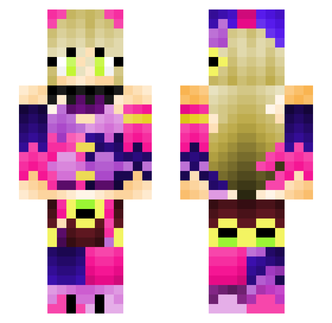 Zigex Minecraft skin, front and back view