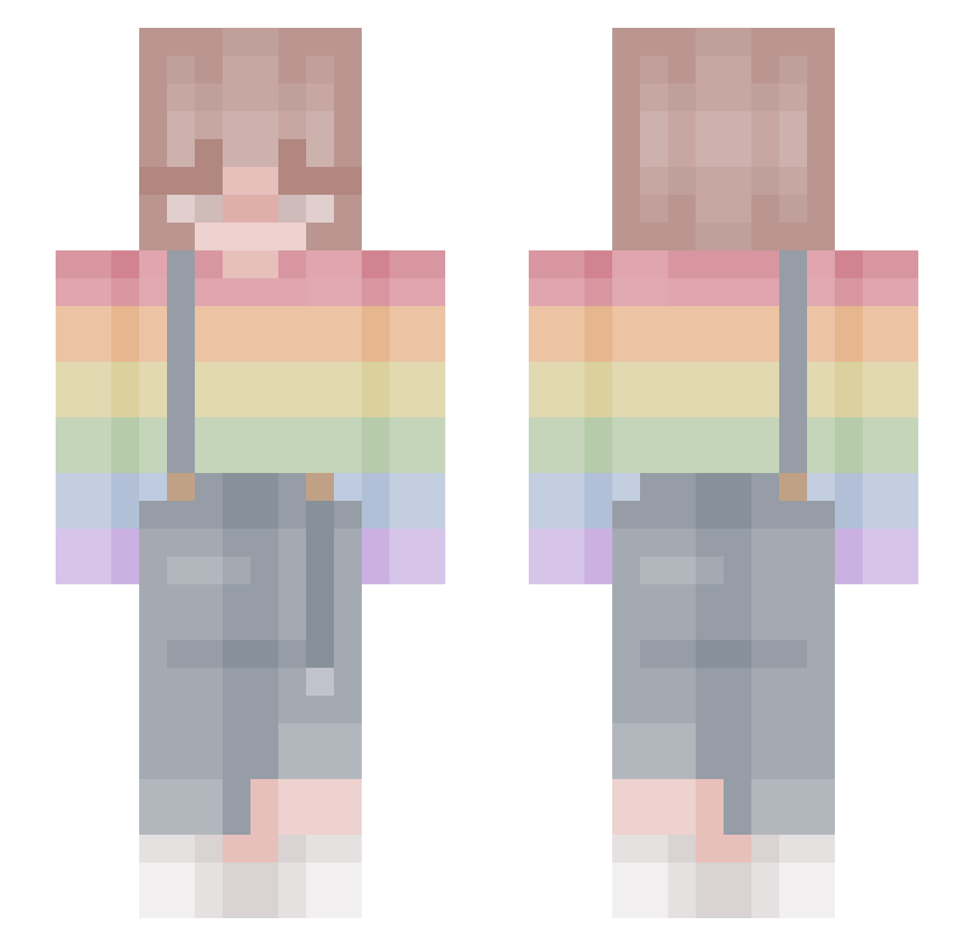 queermess Minecraft skin, front and back view