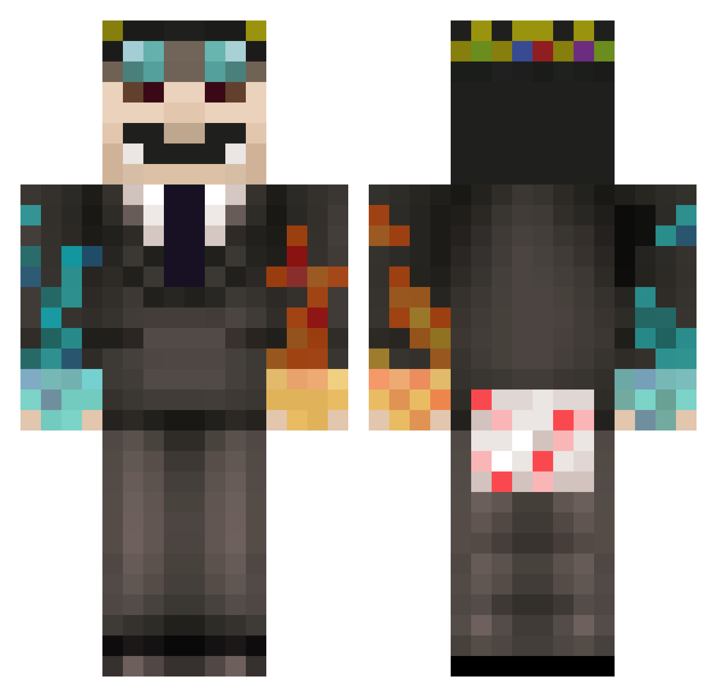 ArtiStu Minecraft skin, front and back view