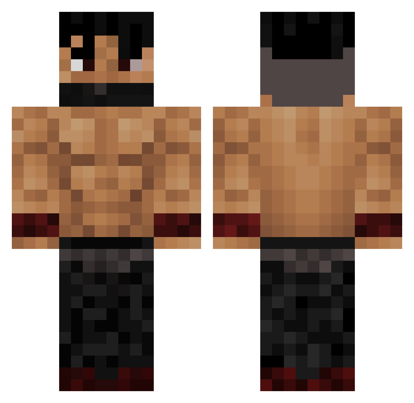 Jack305 Minecraft skin, front and back view