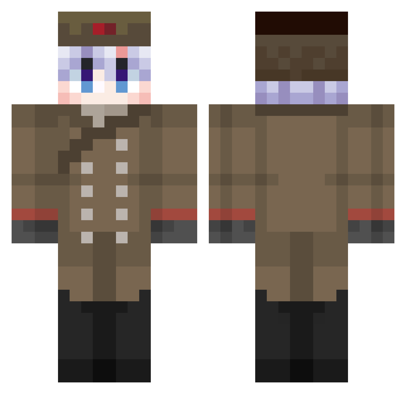 zidr0xx Minecraft skin, front and back view