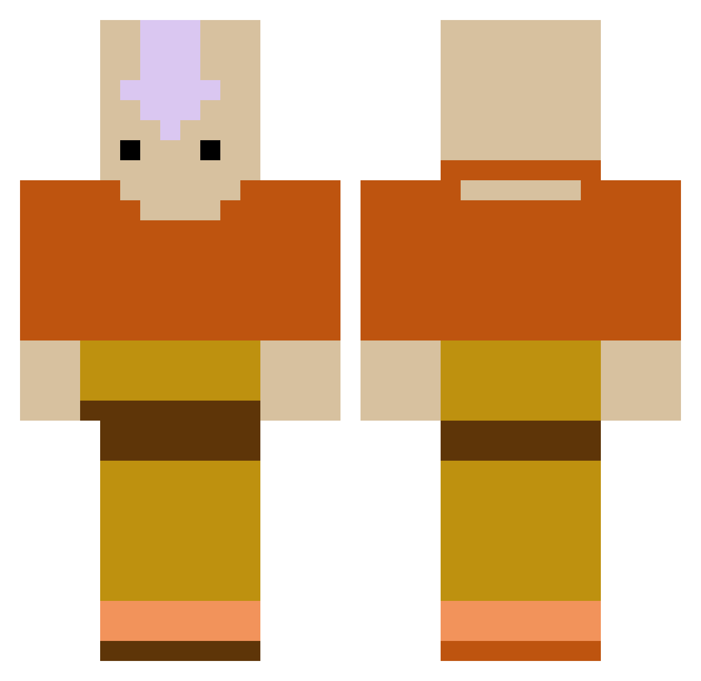 VuurHeerZuko Minecraft skin, front and back view