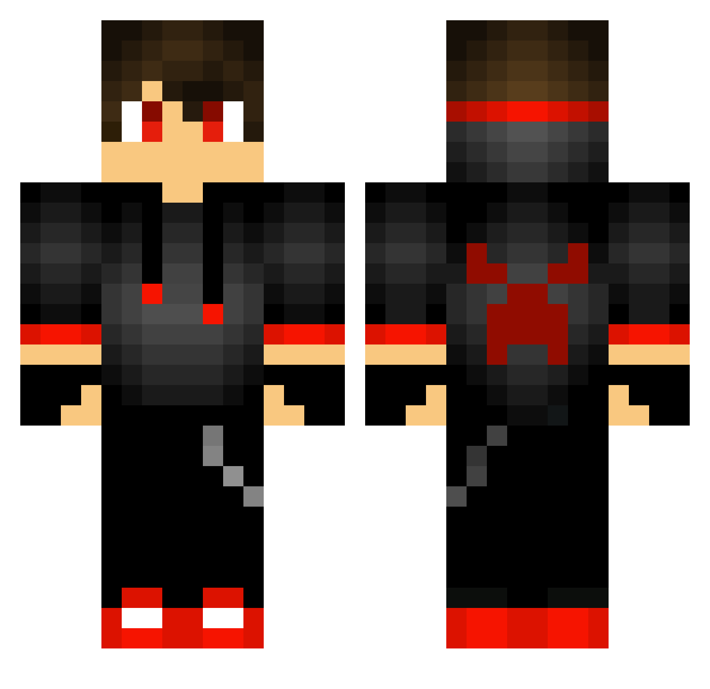 RedLeafY Minecraft skin, front and back view