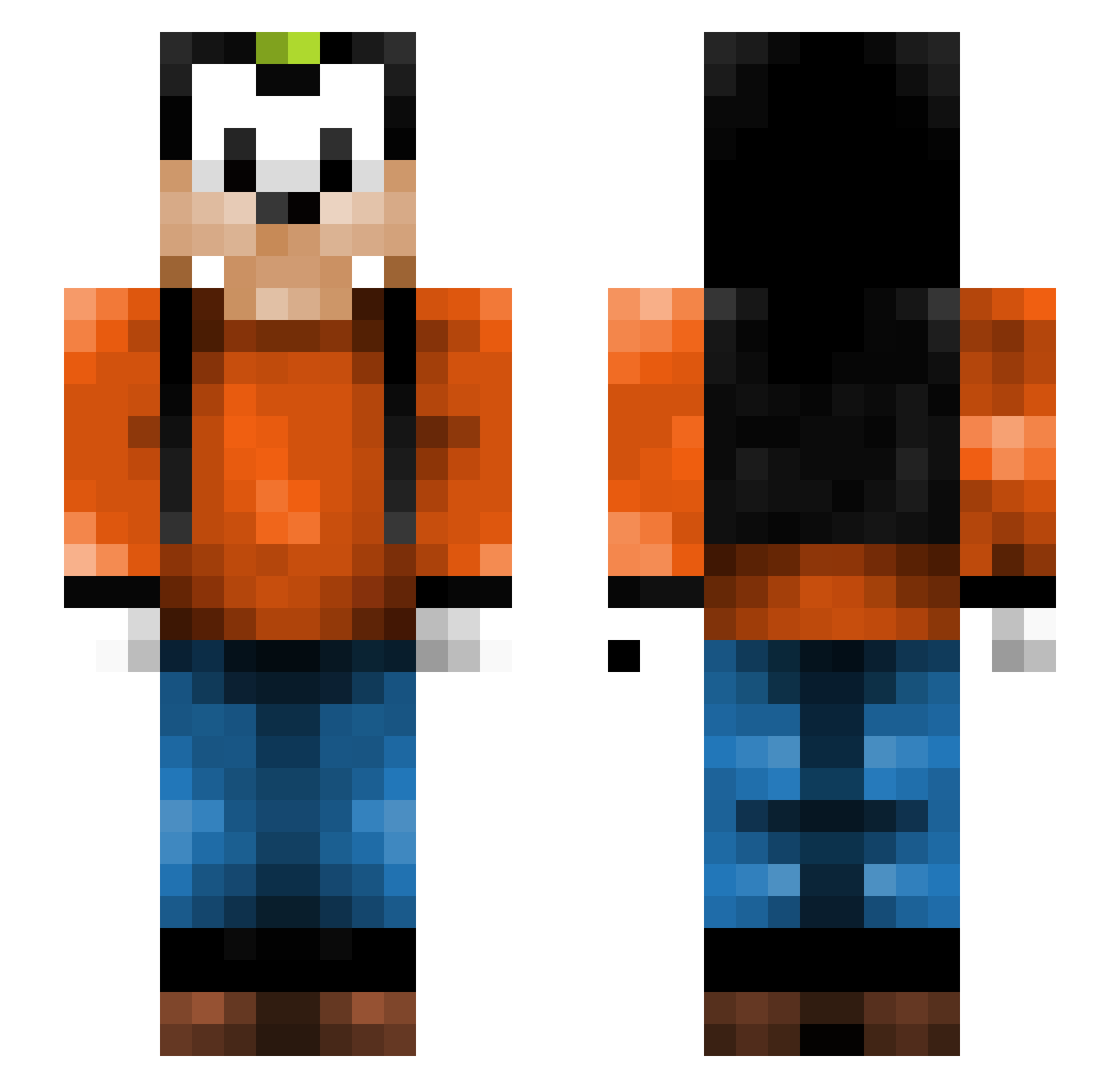 colro Minecraft skin, front and back view