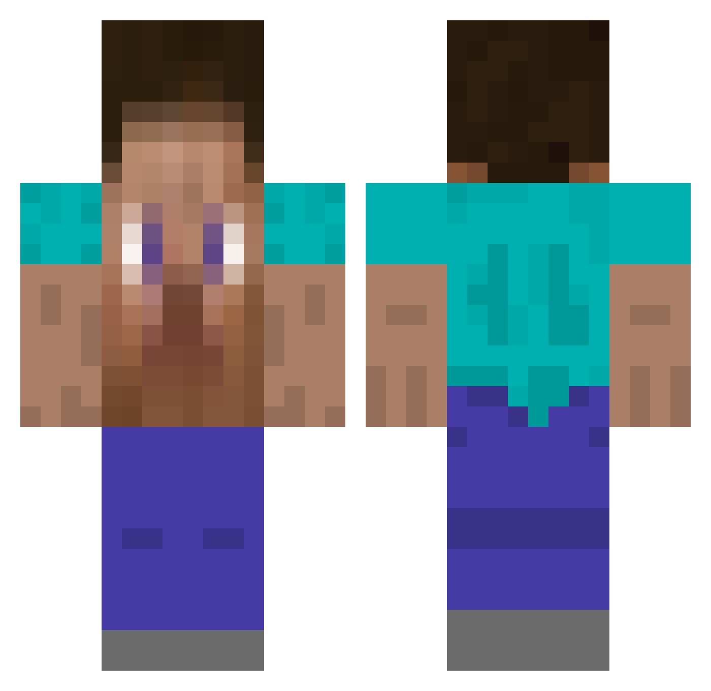 WaterIsSauce Minecraft skin, front and back view