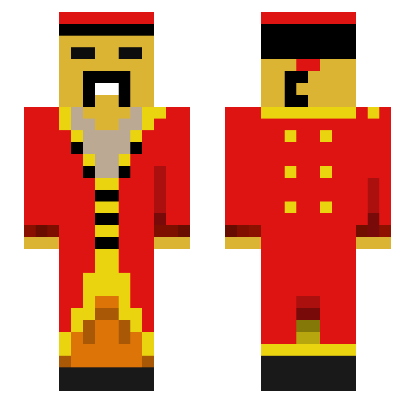 Aldeno Minecraft skin, front and back view