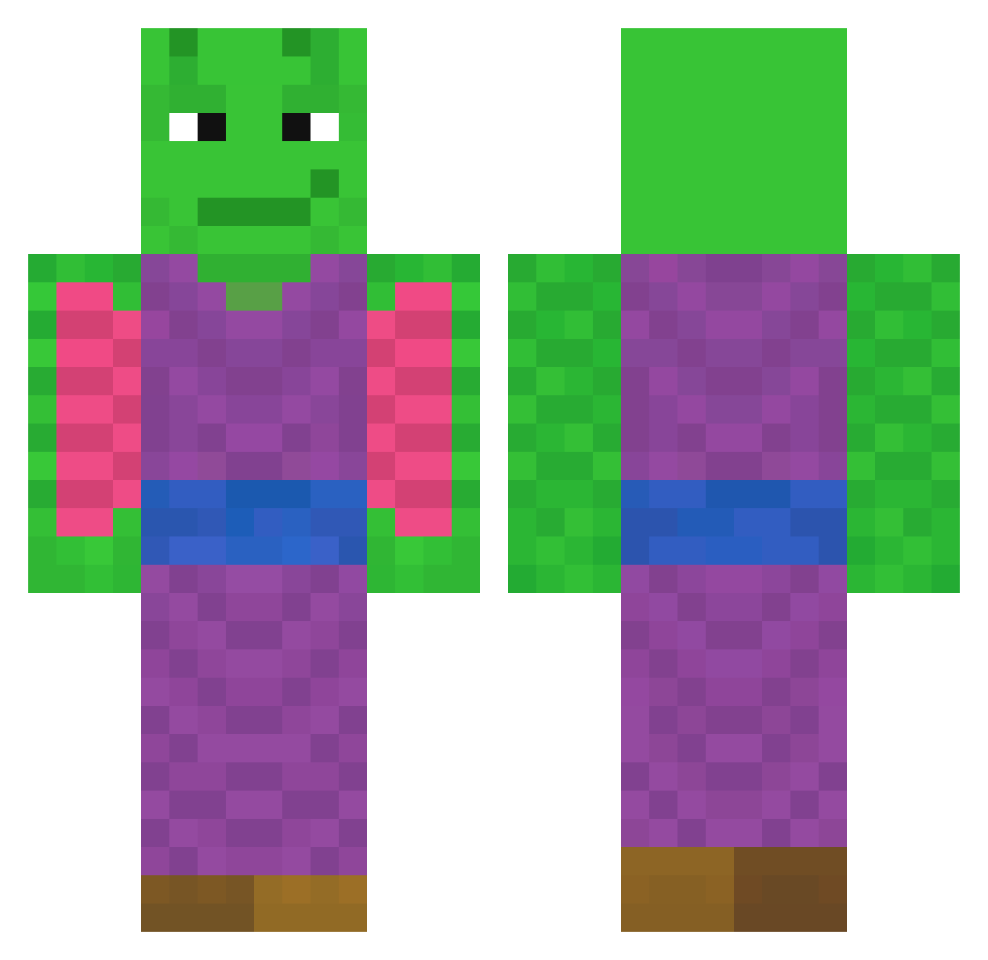 goldfinch Minecraft skin, front and back view