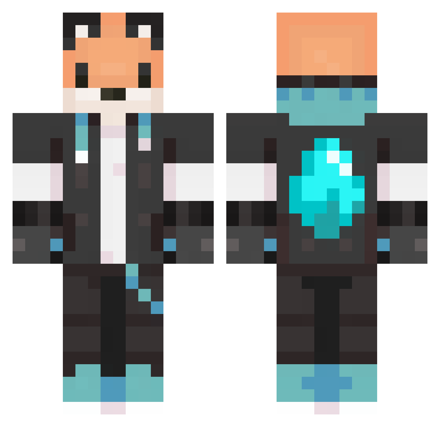 NoobBoTak Minecraft skin, front and back view