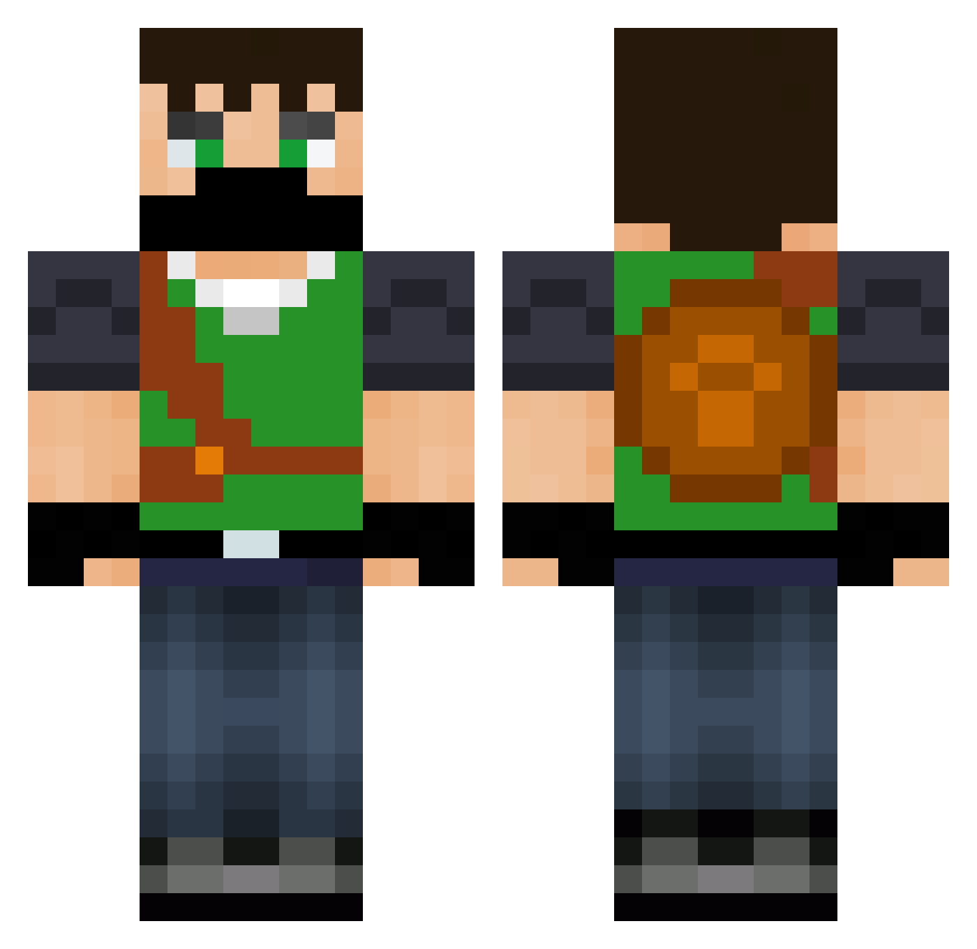 RadioLogic Minecraft skin, front and back view