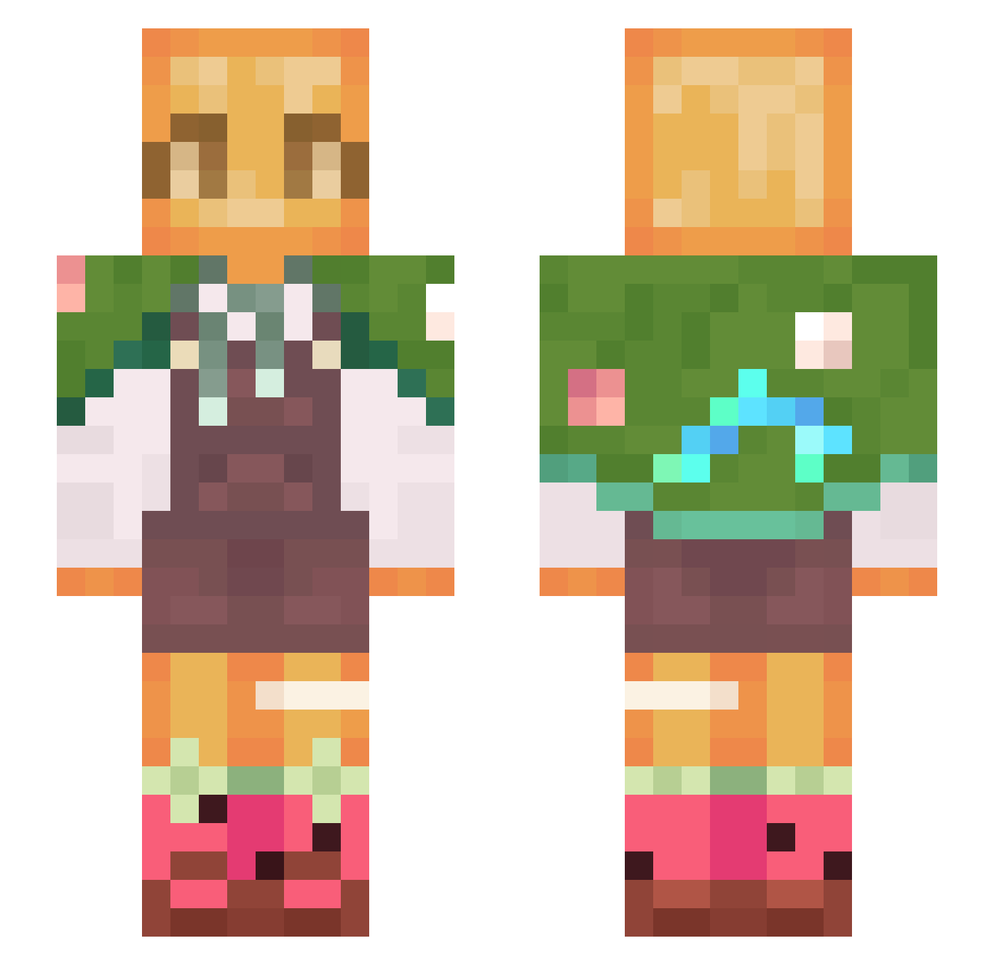 MossyMoht Minecraft skin, front and back view
