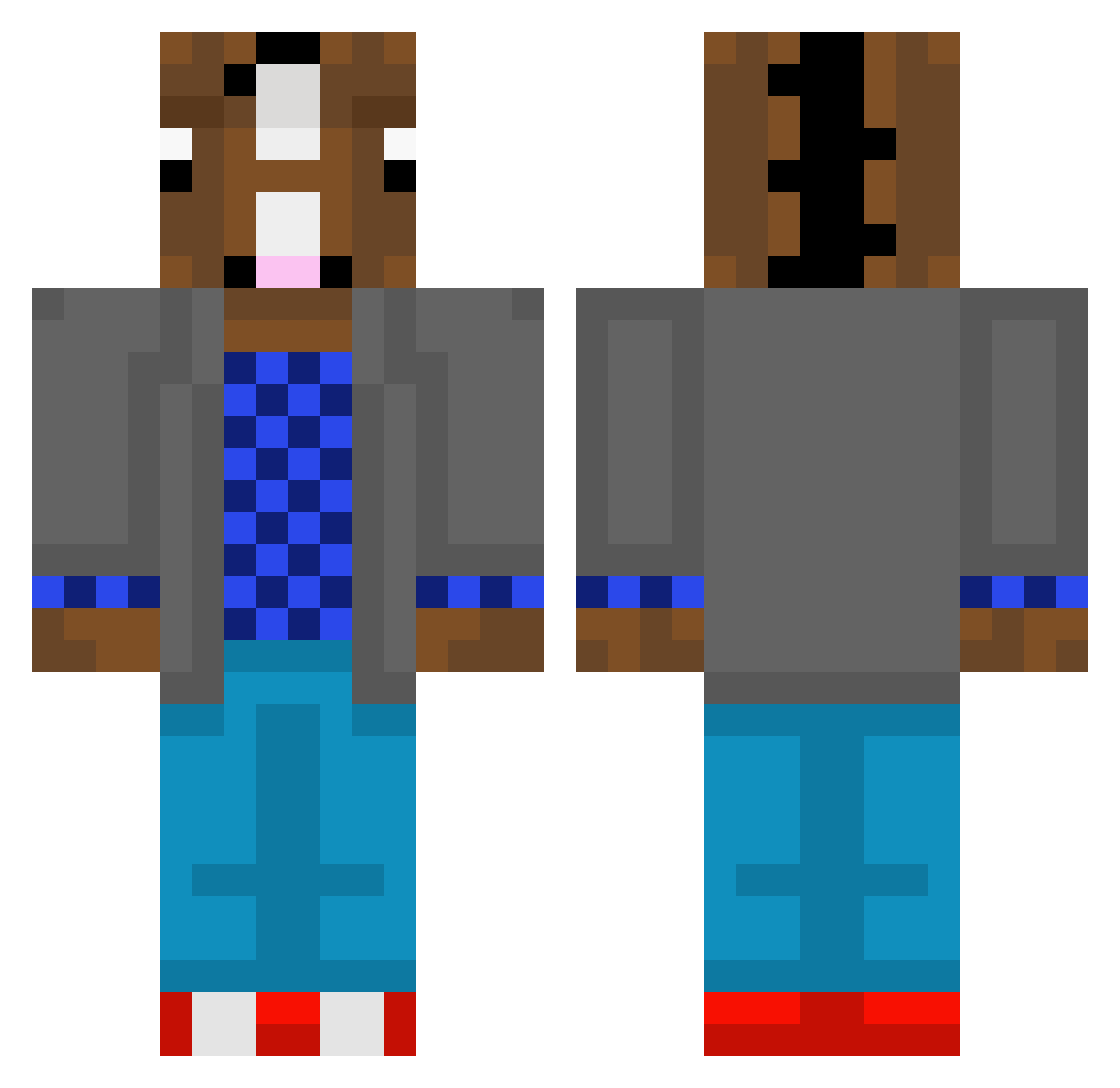 JulieJ Minecraft skin, front and back view