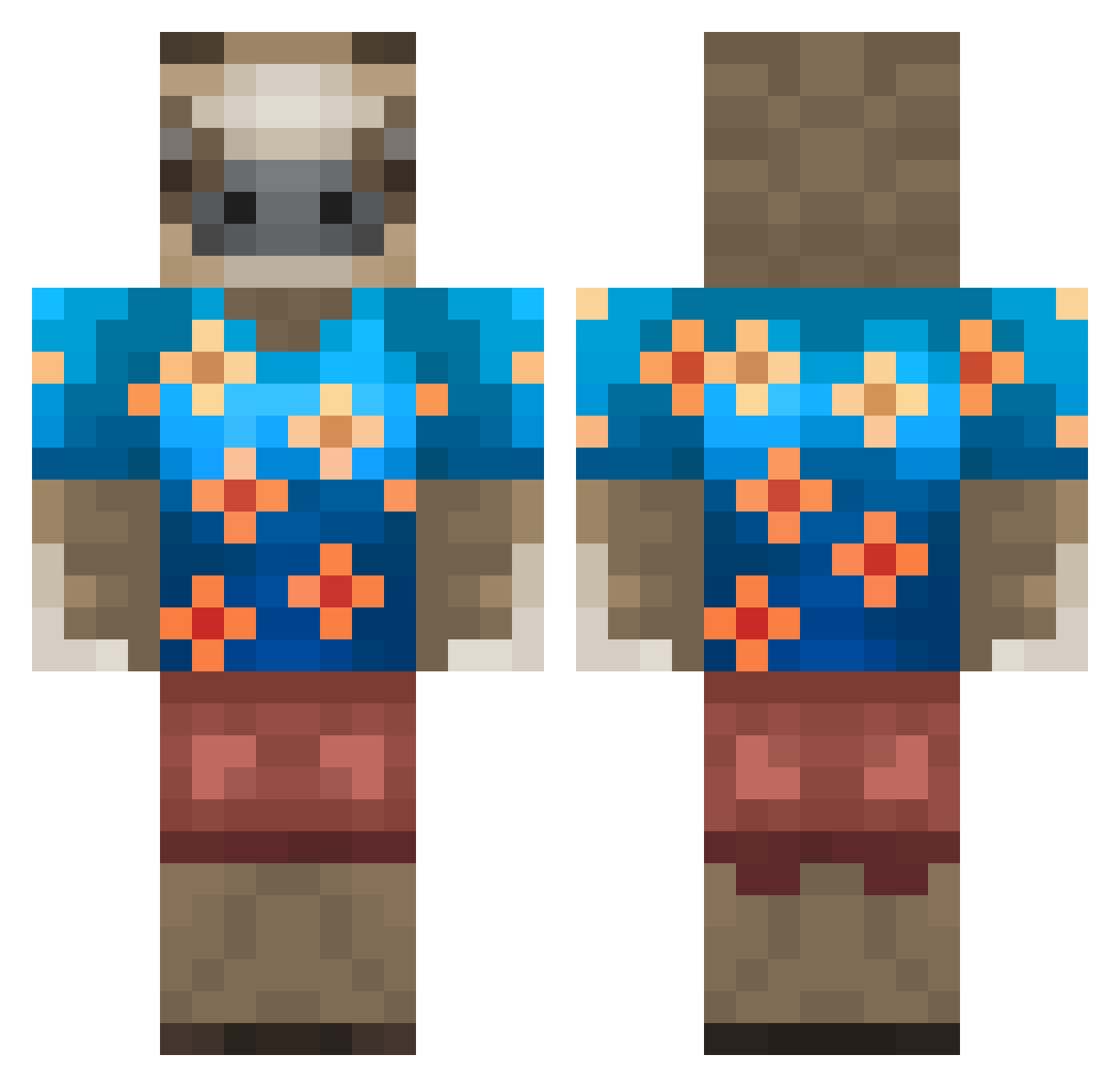 TheShreg Minecraft skin, front and back view