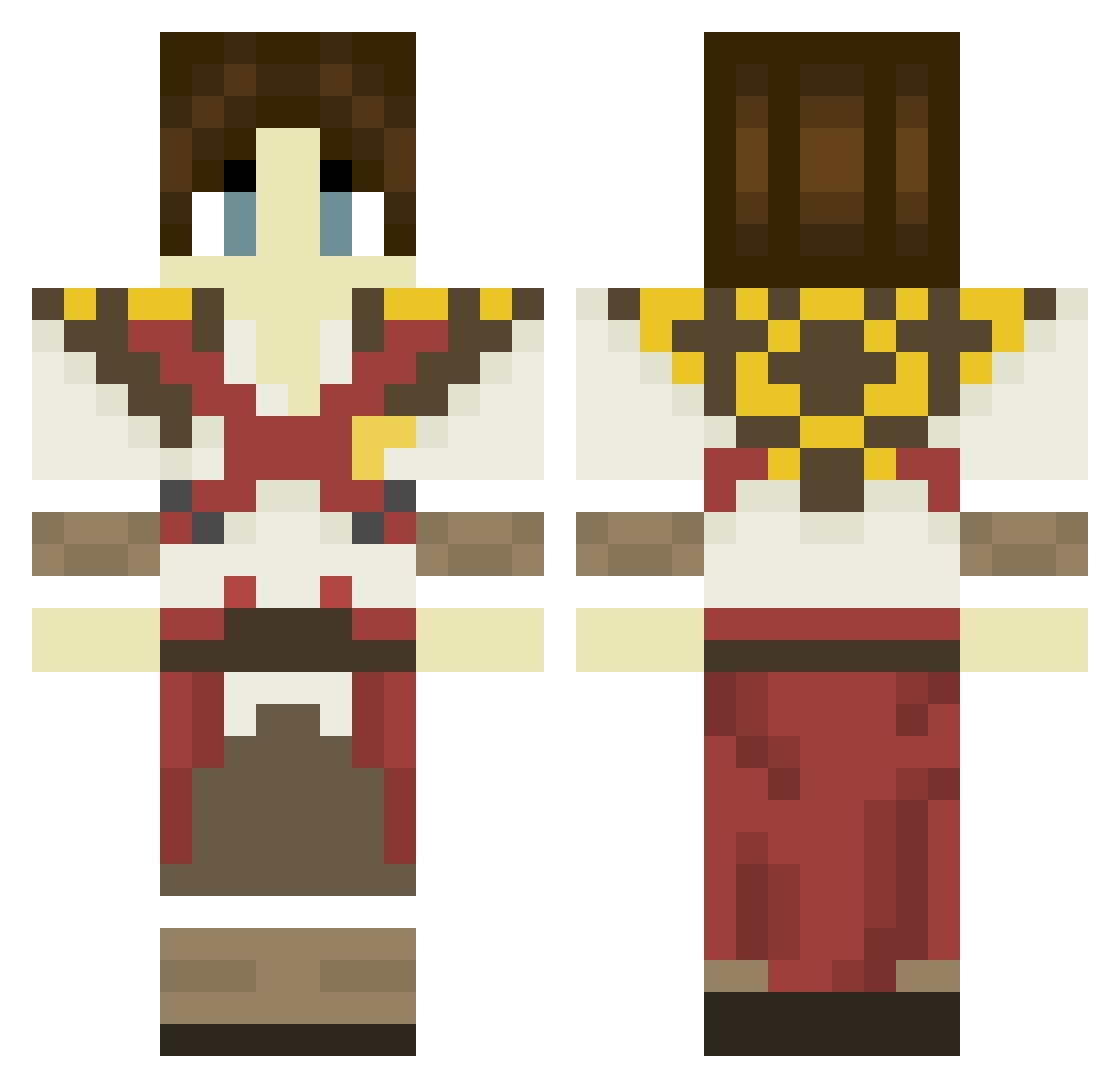 Dkaelynd Minecraft skin, front and back view