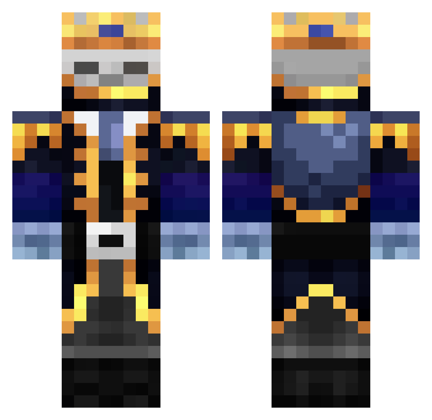 spookysans Minecraft skin, front and back view